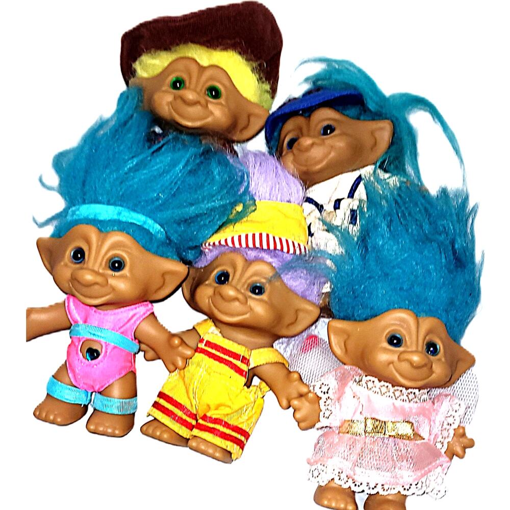 (1 E) Five Vintage Russ Career Dressed Troll Doll Lot of 5